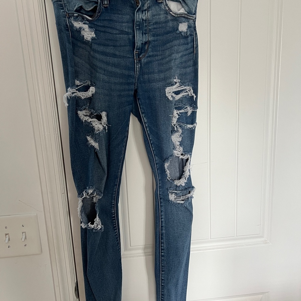Distressed Blue Jeans